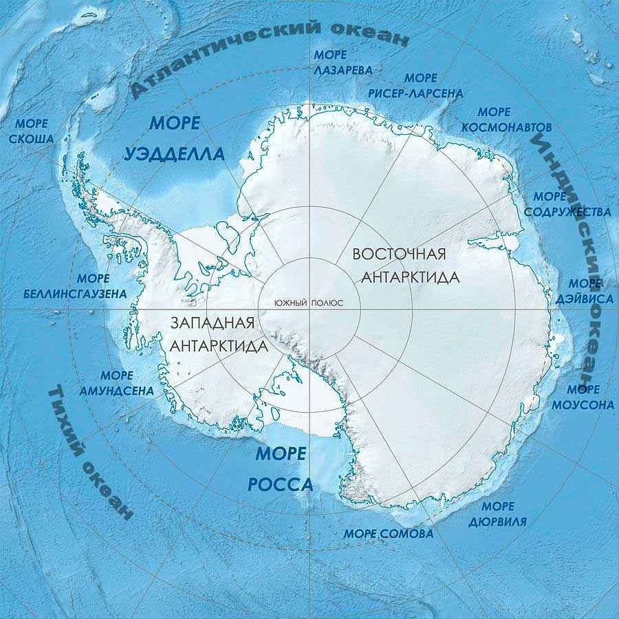 Какие океаны и моря омывают Антарктиду - список, описание и карта